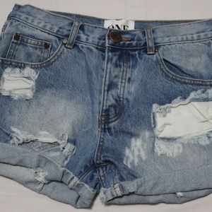 ONE TEASPOON HUSTLER CHRGR DSTRSD DENIM SHORT(runs big -waist 30")